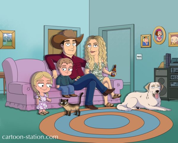 Cartoon portrait family guy style